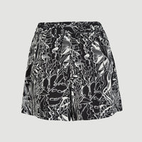 Java Wave High-Waist Shorts | White . Black Comic Seaweed