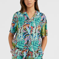 Java Wave High-Waist Shorts | Blue Comic Seaweed