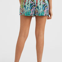 Java Wave High-Waist Shorts | Blue Comic Seaweed
