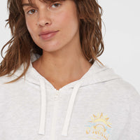 Beach Vintage Full Zip Hoodie | White Melange