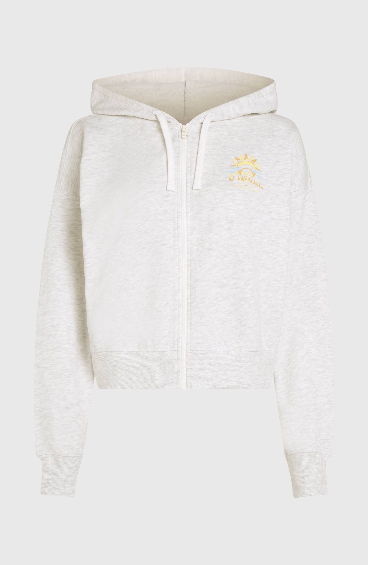 Beach Vintage Full Zip Hoodie | White Melange