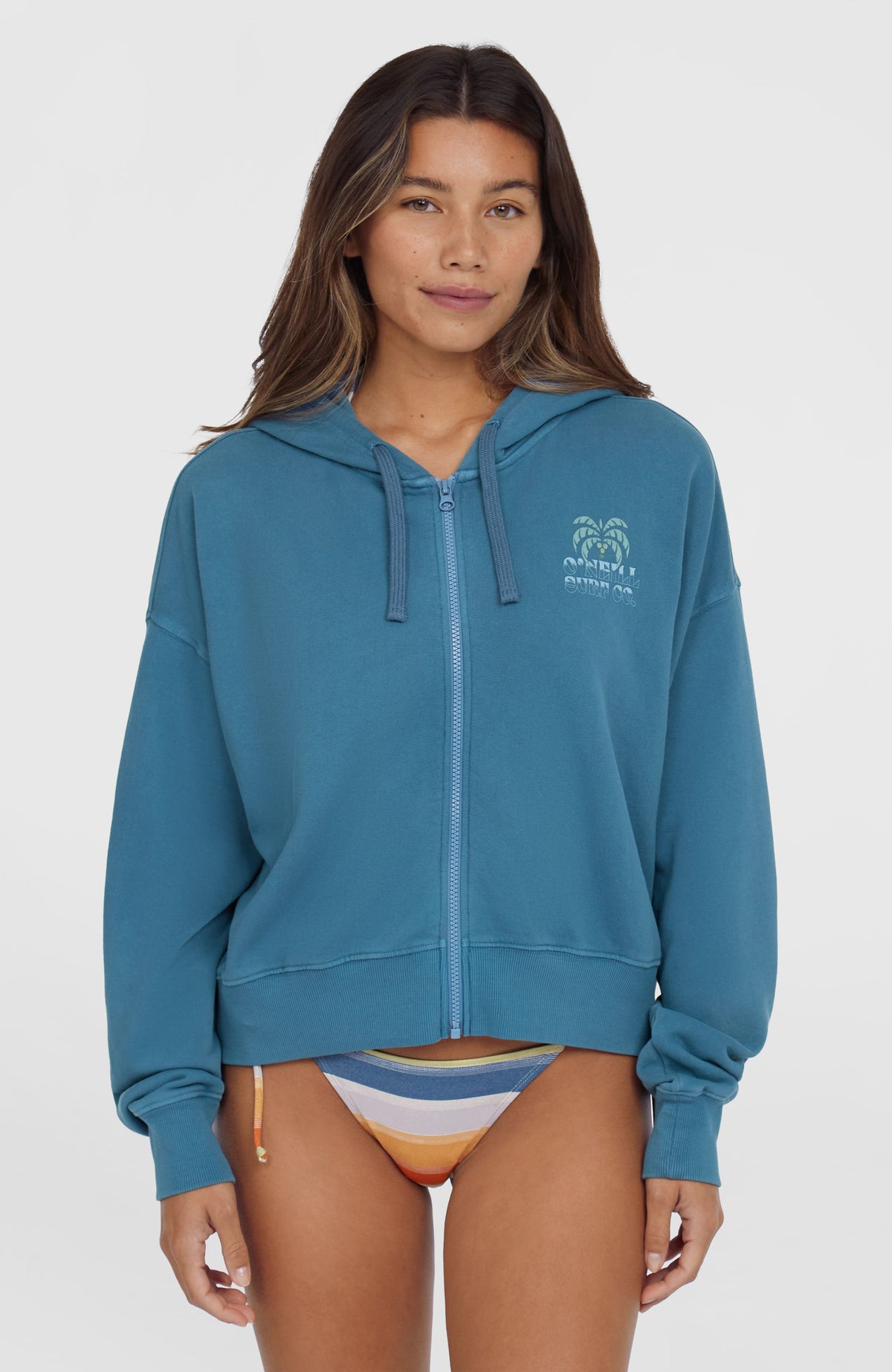 Beach Vintage Full Zip Hoodie | Copen Blue