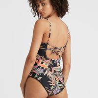 Sunset Swimsuit | Black Tropical Flower