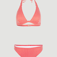 Marga - Cruz Halter Bikini Set | Red Simple Stripe