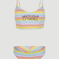 Midles - Maoi Bralette Bikini Set | Bright Multi Coloured Stripe