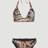 Marga - Rita Halter Bikini Set | Black Tropical Flower