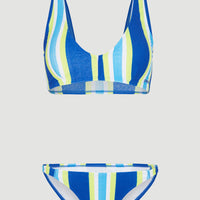 Terry Lucia Longline Triangle Bikini Set | Blue Towel Stripe