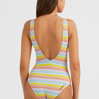 Cali Retro Swimsuit | Bright Multi Coloured Stripe