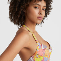 Panama Mould Wire Bra Bikini Top | Yellow Scarf Print