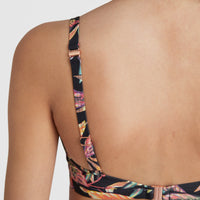 Panama Mould Wire Bra Bikini Top | Black Tropical Flower