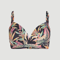 Panama Mould Wire Bra Bikini Top | Black Tropical Flower