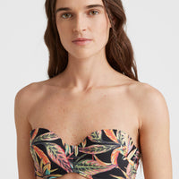 Havaa Mould Wire Bandeau Bikini Top | Black Tropical Flower