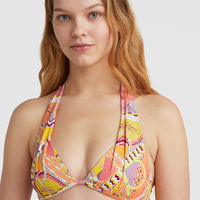 Sao Mix Mould Halter Bikini Top | Yellow Scarf Print