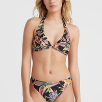 Sao Mix Mould Halter Bikini Top | Black Tropical Flower