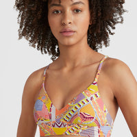 Wave Bralette Bikini Top | Yellow Scarf Print