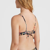 Wave Bralette Bikini Top | Black Tropical Flower