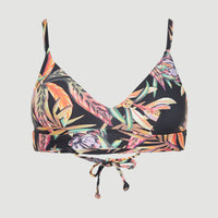 Wave Bralette Bikini Top | Black Tropical Flower