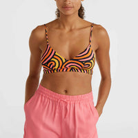 Wave Crop Bikini Top | Orange Rainbow Stripe