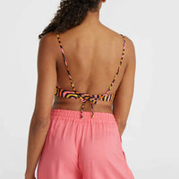 Wave Crop Bikini Top | Orange Rainbow Stripe