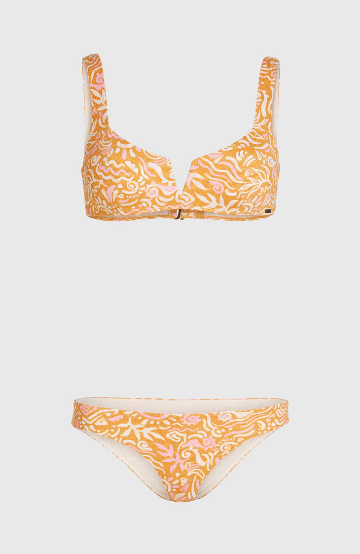 Women Of The Wave Popoyo Matira Bikini Set | Orange Abstract Wave