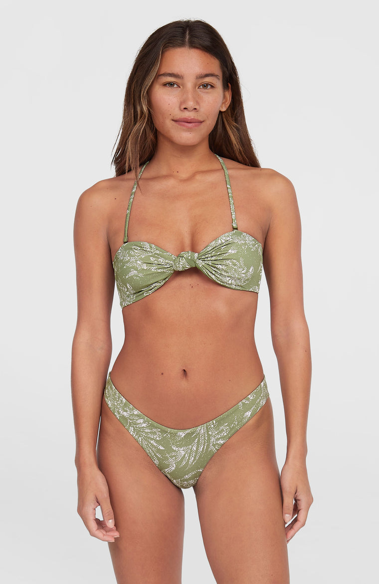 Knot Bandeau Matira Bikini Set | Green Textured Jungle