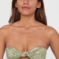 Knot Bandeau Matira Bikini Set | Green Textured Jungle