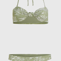 Knot Bandeau Matira Bikini Set | Green Textured Jungle