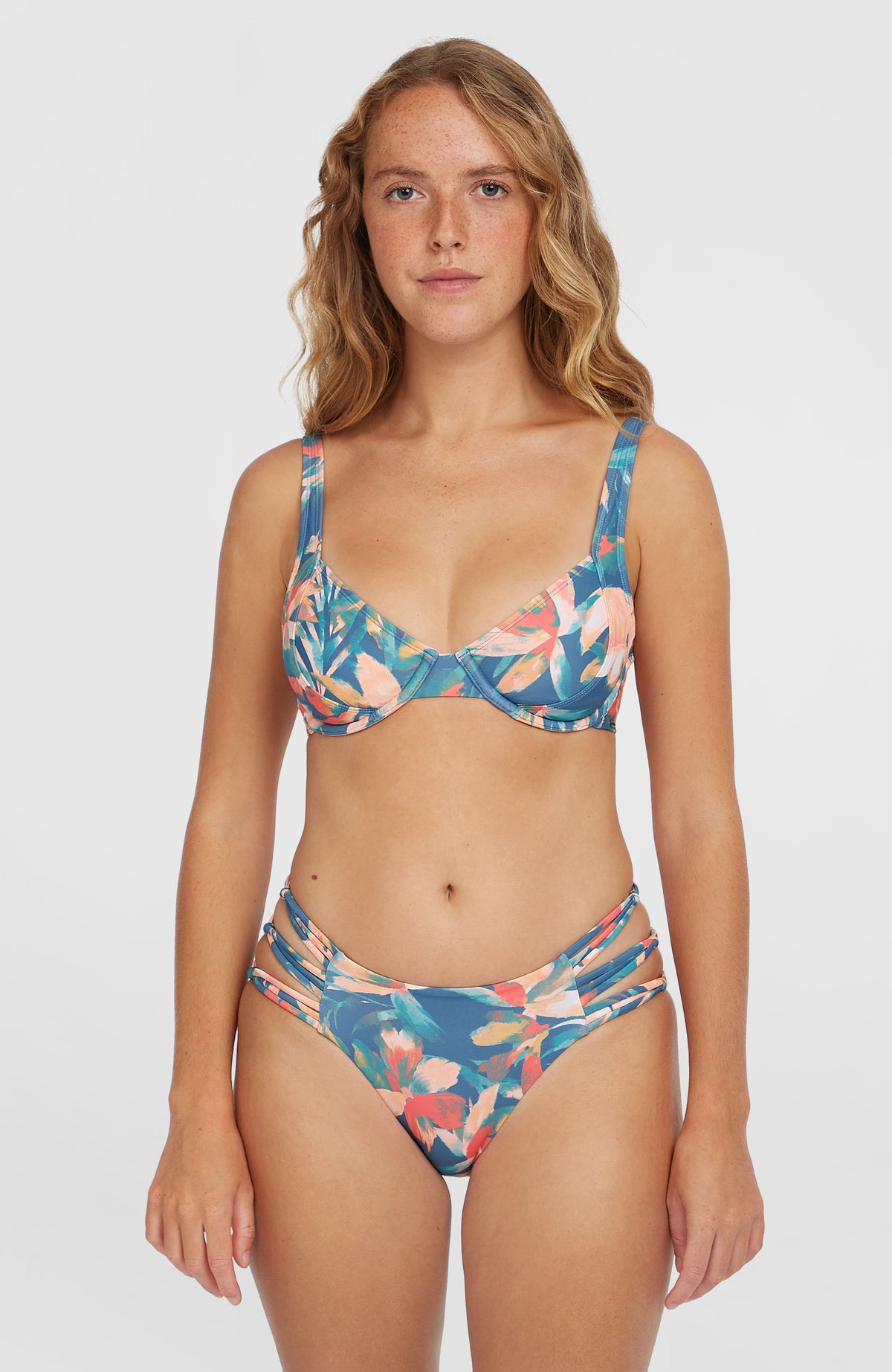 Boulders Strappy Sides Bikini Bottoms | Blue Painted Tropics