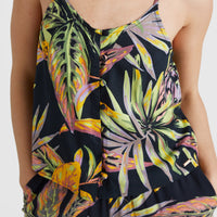 Tiare Woven Tanktop | Black Tropical Flower