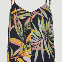 Tiare Woven Tanktop | Black Tropical Flower