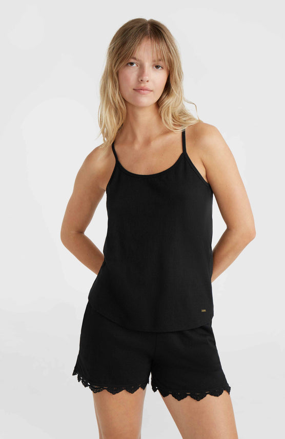 Essentials Ava Lace Tank Top | Black Out