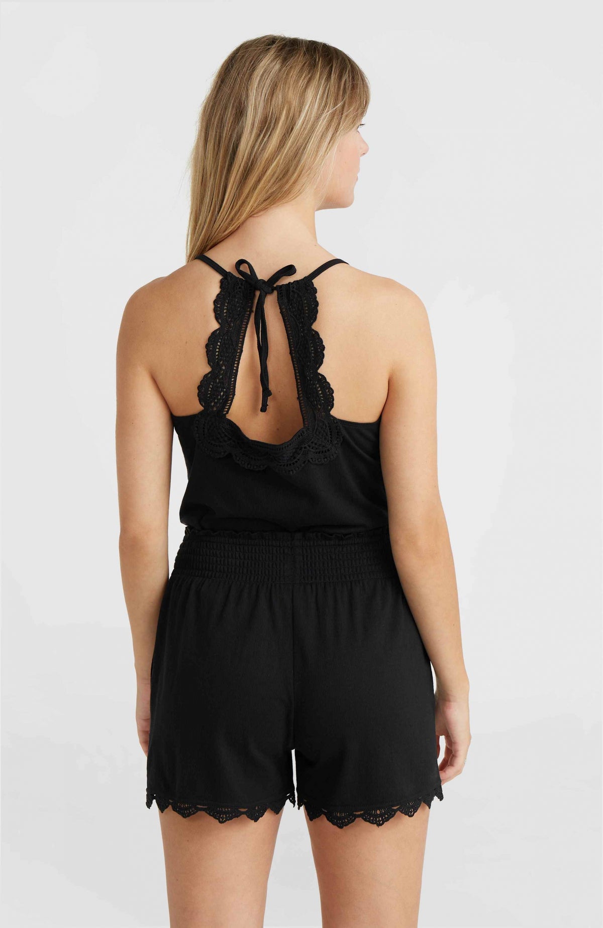 Essentials Ava Lace Tank Top | Black Out
