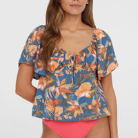 Huges Woven Top | Blue Painted Tropics