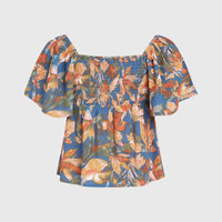 Huges Woven Top | Blue Painted Tropics