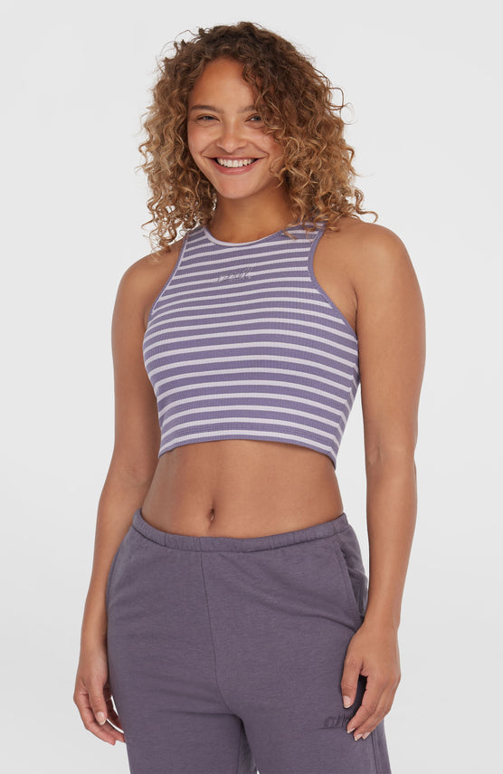 Jess Rib Tanktop | Purple Yarn Dye Stripe