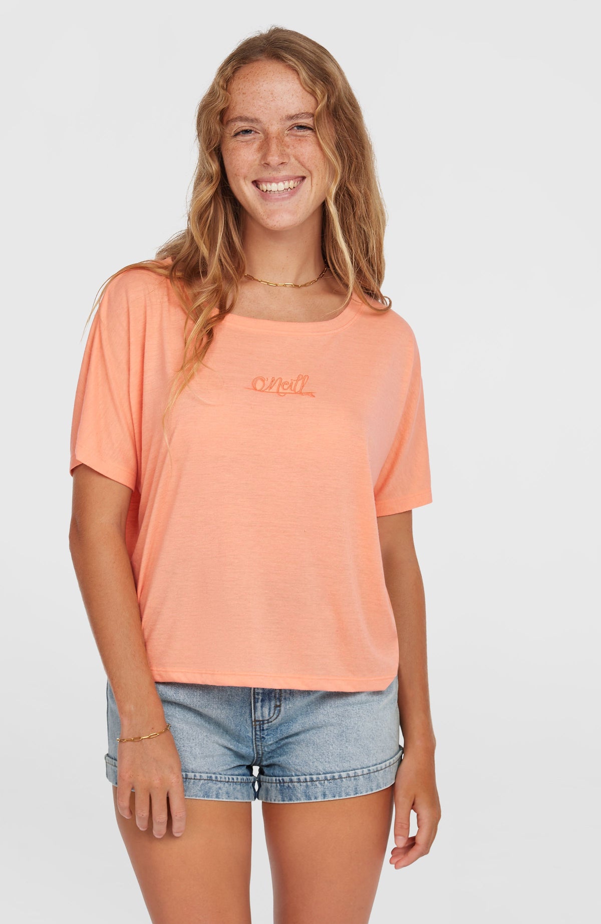 Essentials Script Drape T-Shirt | Coral Pink