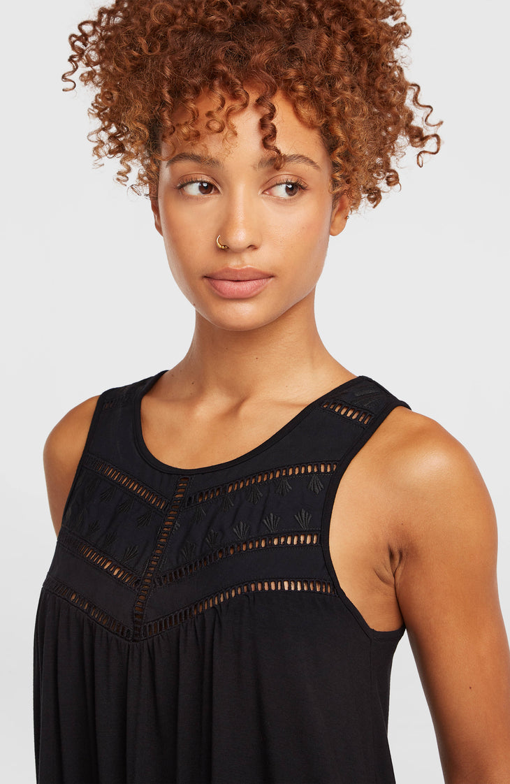 Essentials Tokeena Embroidery Tank | Black Out