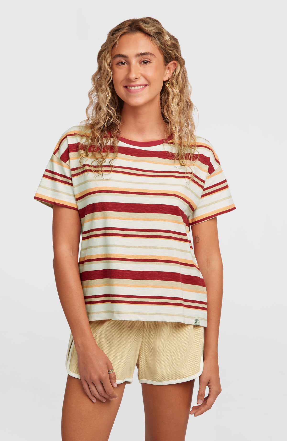 O'Riginals Boxy Stripe T-Shirt | Beige Originals tee stripe