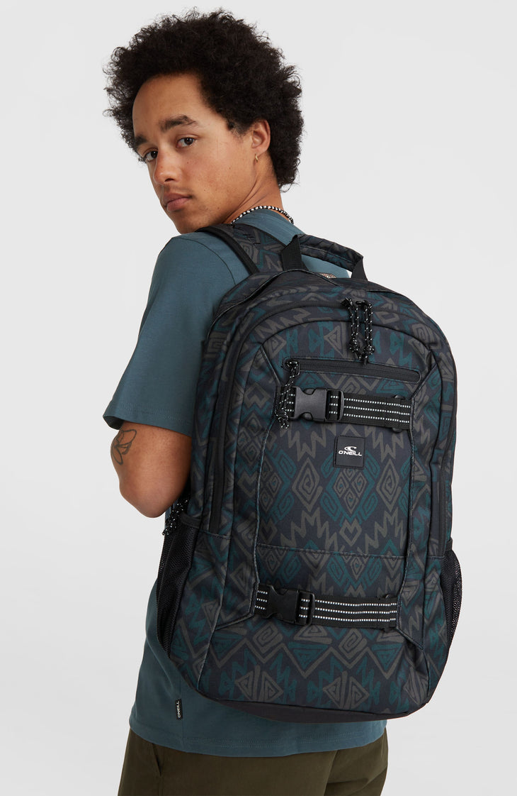 Boarder Backpack | Black Retro Ikat