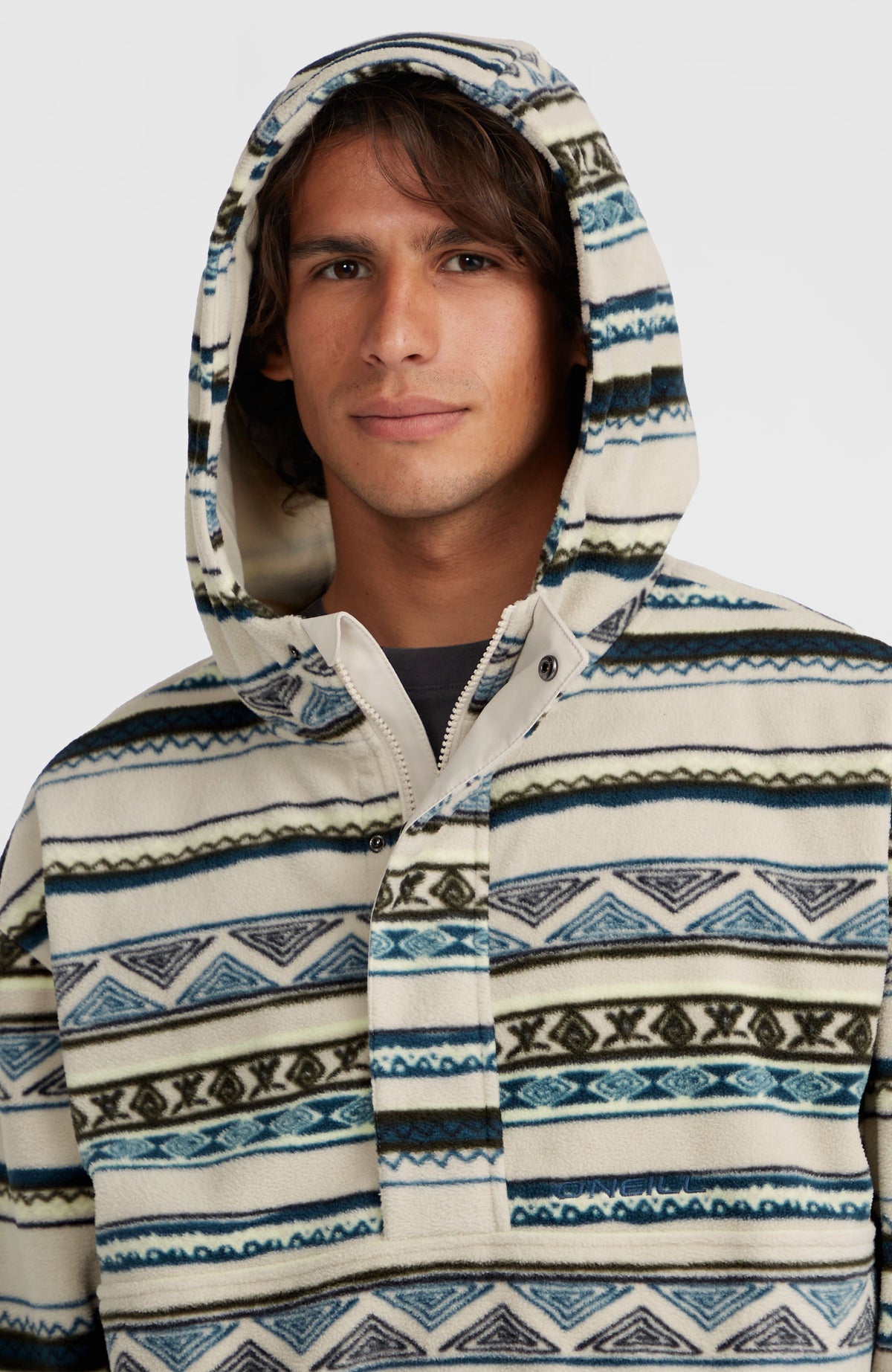Superfleece Half-Zip Hoodie | Grey Ikat Stripe