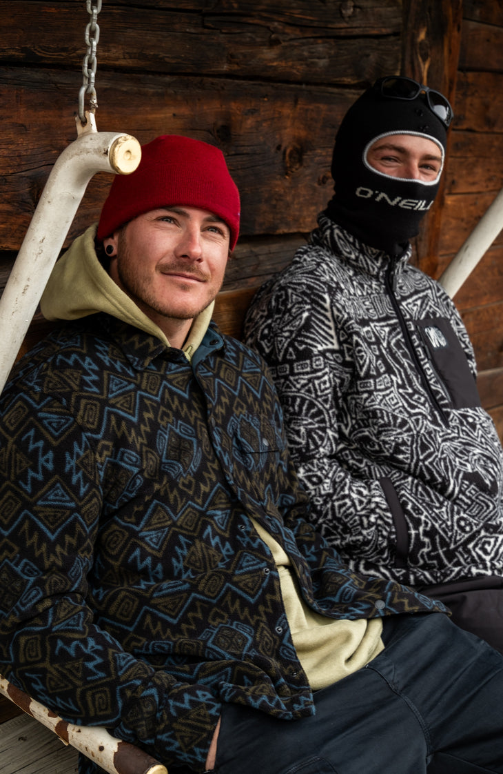 Superfleece Half-Zip Hoodie | Black Retro Ikat