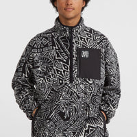 Surf Heroes High-Pile Half-Zip Fleece | White/Black Sketcheritage