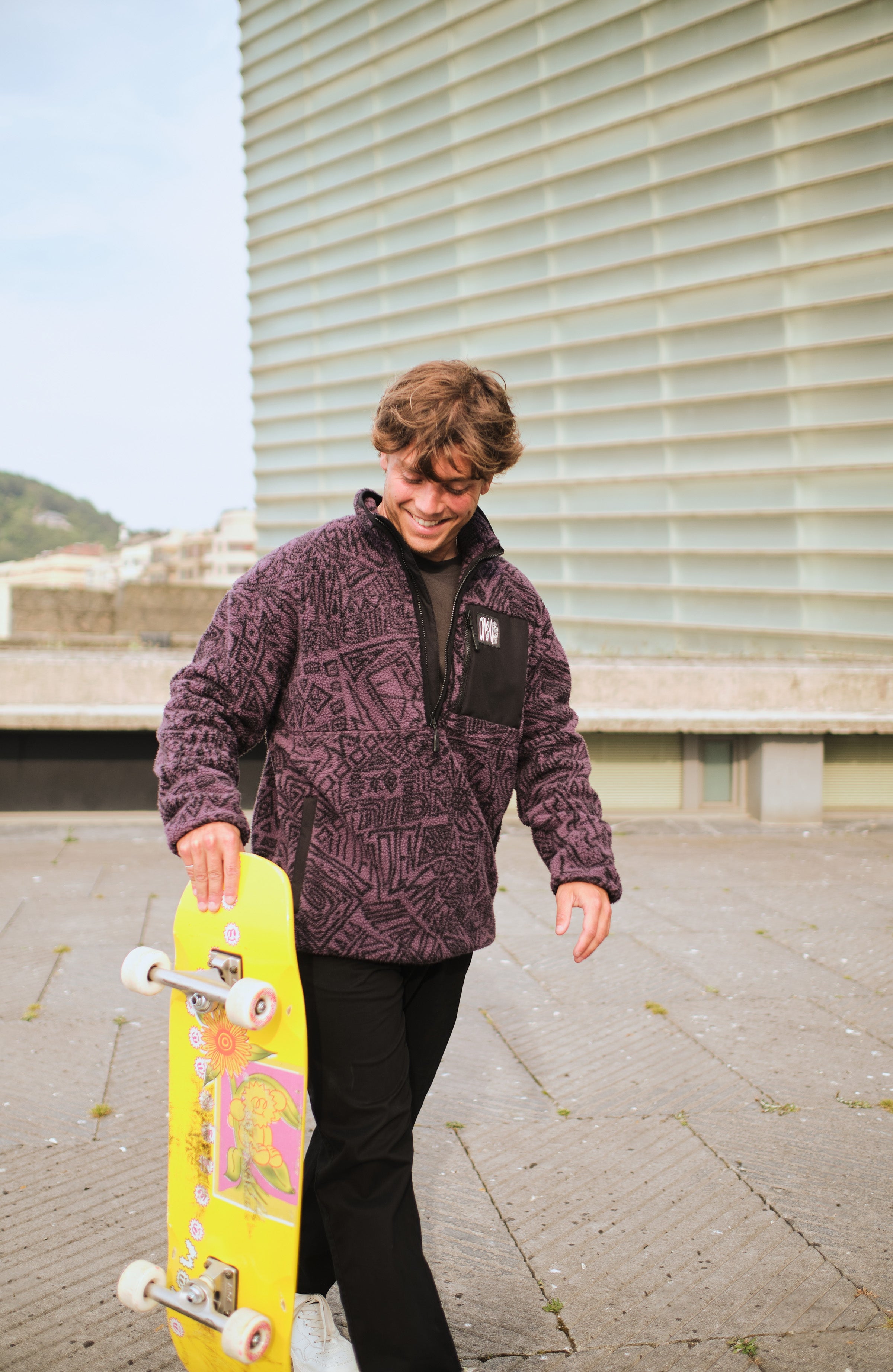 Surf Heroes High-Pile Half-Zip Fleece | Black/Purple Sketcheritage