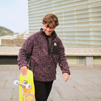 Surf Heroes High-Pile Half-Zip Fleece | Black/Purple Sketcheritage