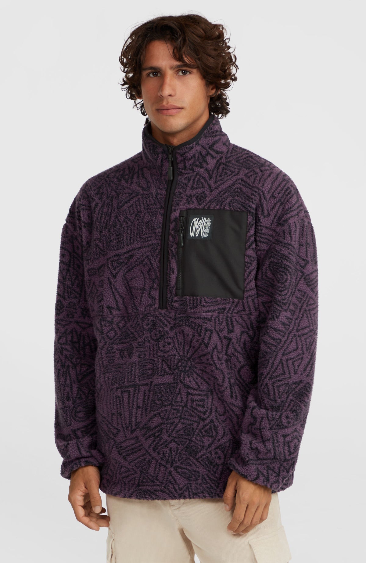 Surf Heroes High-Pile Half-Zip Fleece | Black/Purple Sketcheritage – O'Neill