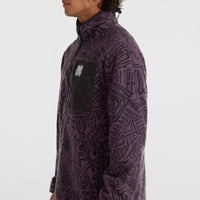 Surf Heroes High-Pile Half-Zip Fleece | Black/Purple Sketcheritage