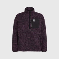 Surf Heroes High-Pile Half-Zip Fleece | Black/Purple Sketcheritage