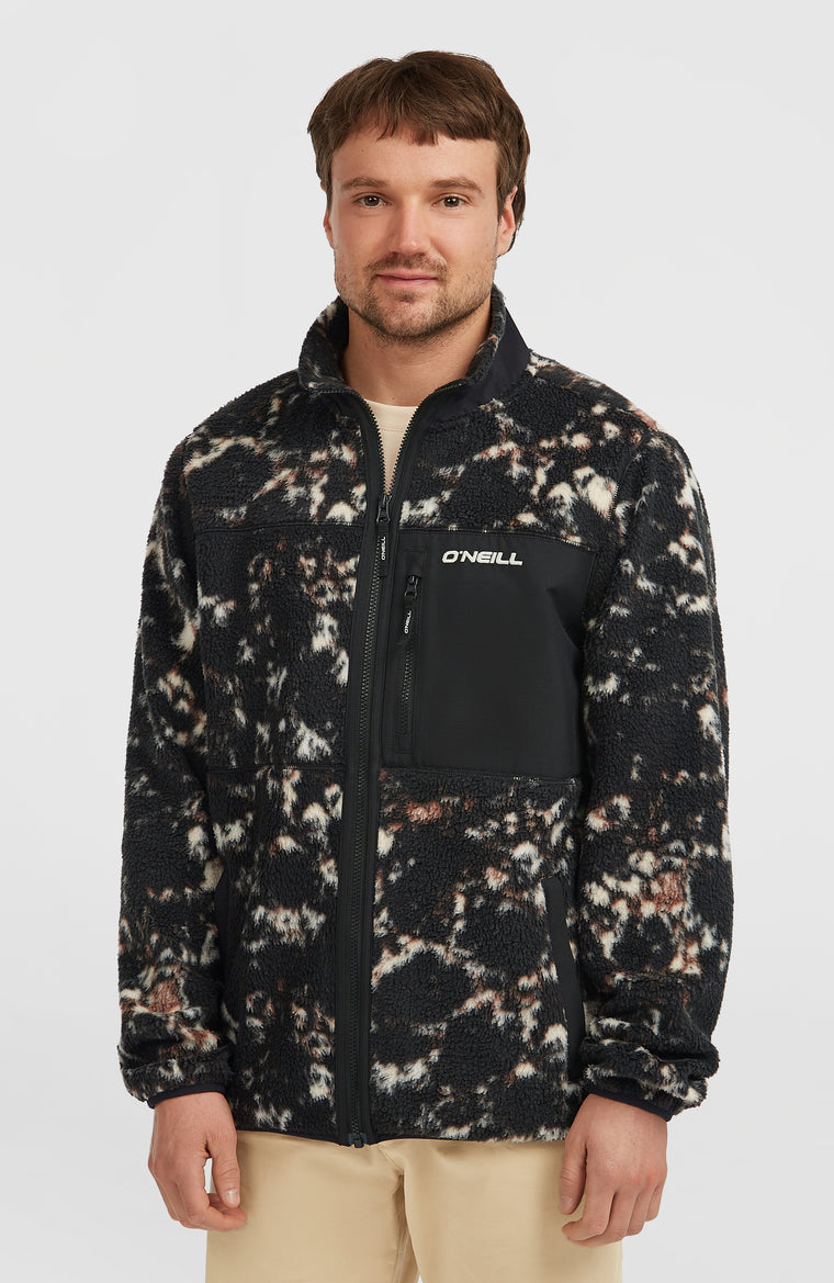 Must-Have High-Pile Full-Zip Fleece | Black/Beige Quarry