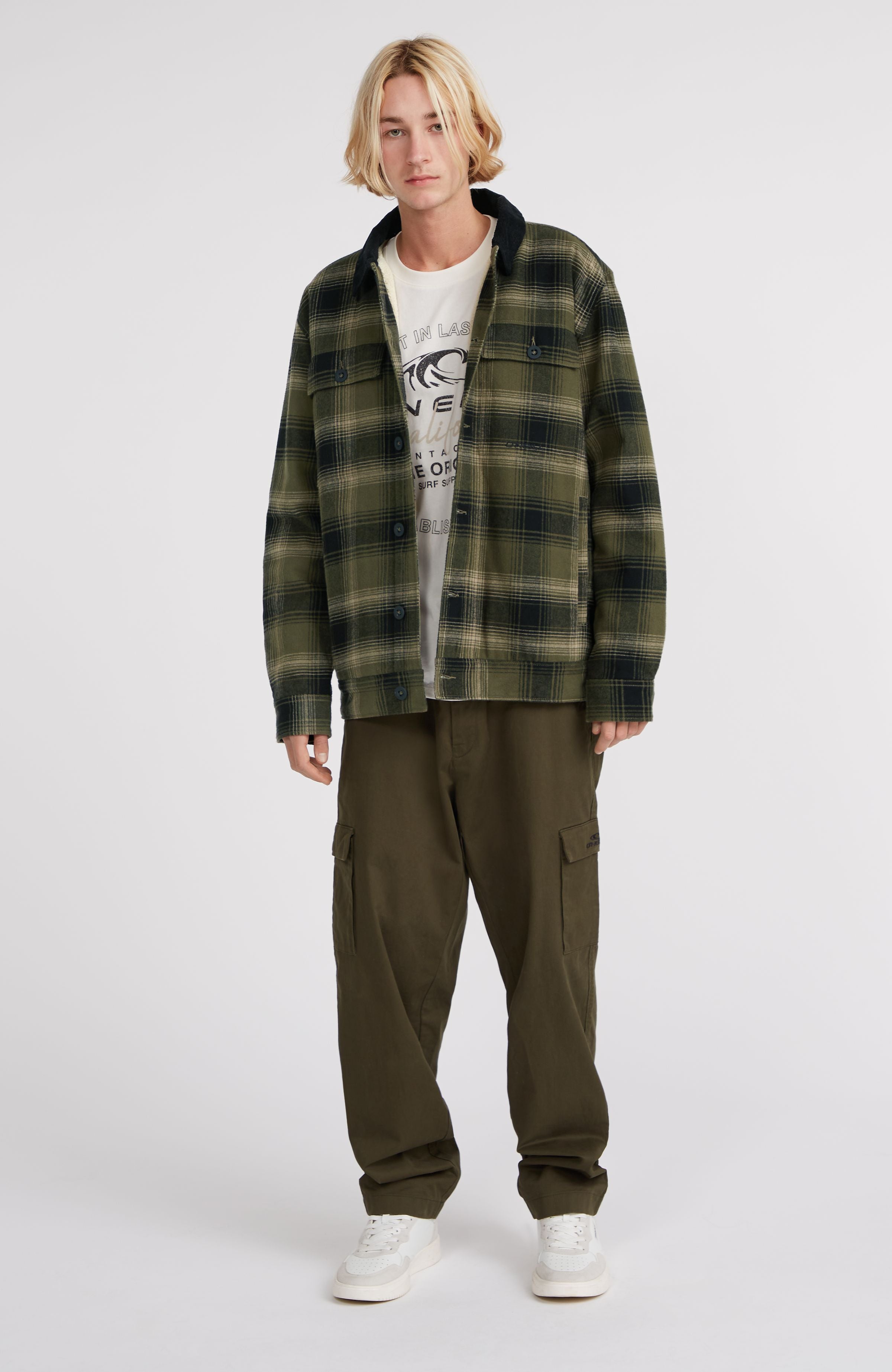 【USED】Wind And Sea オリーブグリーン チェックジャケット Fleece-Lined Jacket | Green Check Small – O'Neill