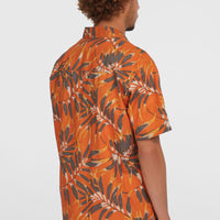 Print Shirt | Orange Dipped Leaves